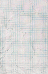 Crumpled Checkered Paper with Dotted Lines on White Background for Study