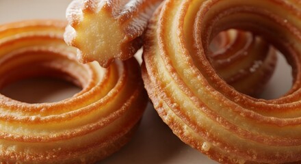 Delicious golden fried churros dusted with sugar a sweet spanish treat close up