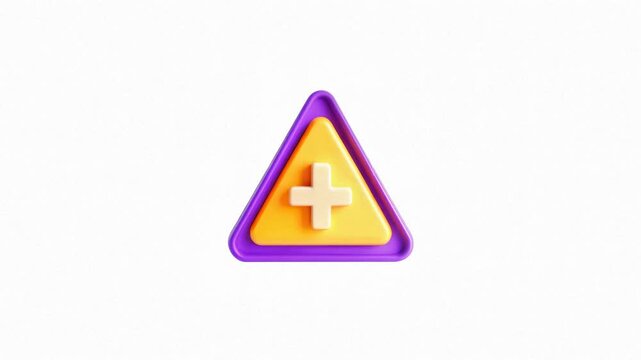 A colorful triangular warning sign with a plus symbol in the center, designed for modern aesthetics.