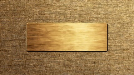 gold metallic plate on a brushed gold background  a rectangular gold plate sits on a textured brushed gold surface