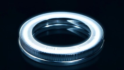 Ultra-realistic metallic ring line smooth liquid ripples, glowing silver edges reflecting light, isolated on pure black background, abstract futuristic equalizer minimalism, 4K ultra HD - Powered by Adobe