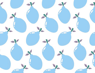 Lemons. Seamless pattern with abstract blue lemons.