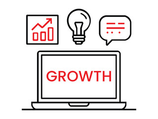 growth logo featuring a laptop and chart isolated on white background.