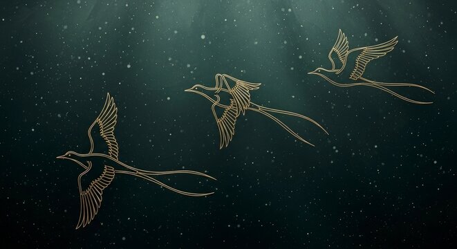 Three Microraptor gui gliding in a prehistoric forest, digital art.