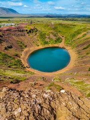 The Kerid crater lake in Iceland