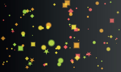 Geometric Shapes with Star Circle and Square on Dark Background