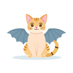 Cute cartoon kitten with a big smile and fluffy tail