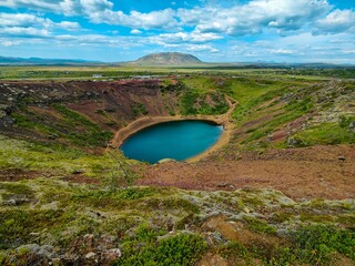 The Kerid crater lake in Iceland