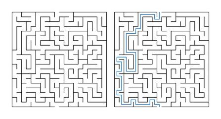 Game maze illustration showing paths in a puzzle solution  