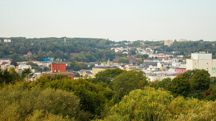 Obraz premium View of Flensburg city from above of water tower at daylight