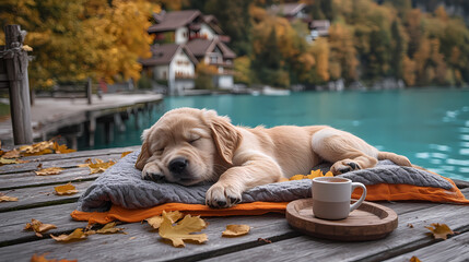 golden retriever puppy in vacation