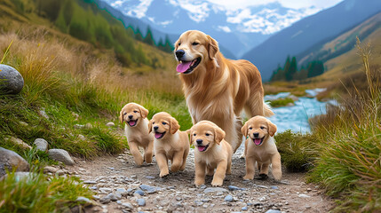 golden retriever puppy in vacation