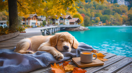 golden retriever puppy in vacation