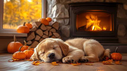 golden retriever puppy in vacation