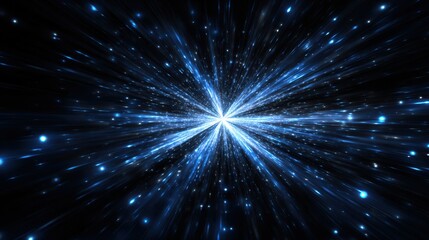 Explosion of brilliant blue light and particles in deep space
