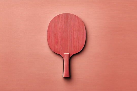 Red Table Tennis Paddle on Pink Background