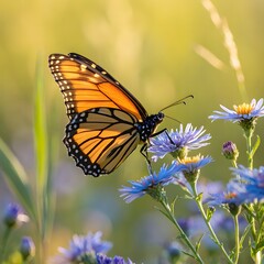 Naklejka premium butterfly on flower