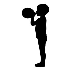 Childhood Fun Boy Blowing Up Balloon Silhouette Illustration