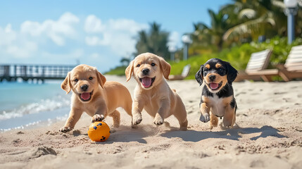 two dogs on the beach