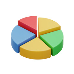 Obraz premium Colorful 3 D Pie Chart Segments isolated on a transparent background