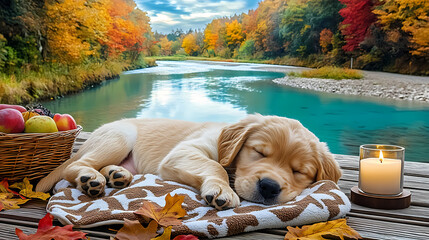 dog in autumn park