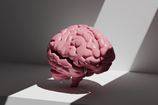 Glossy 3D Render of Human Brain in Dramatic Lighting
