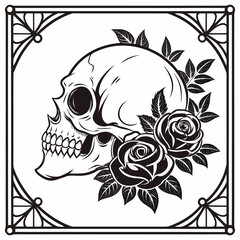 black and white skull halloween