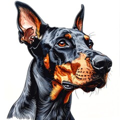 Detailed portrait of a Doberman Pinscher