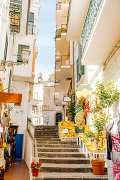 Amalfi Alley with Lemon Stand and Stone Stairs