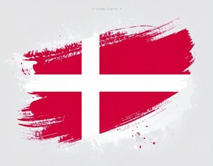 flag of denmark  Danish Flag Silk and Grunge Brushstroke Design and Paint Effect on White