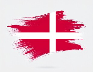 flag of denmark  Danish Flag Silk and Grunge Brushstroke Design and Paint Effect on White