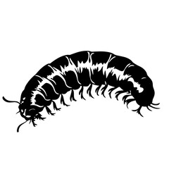 Caterpillar larva silhouette — segmented insect grub icon, garden pest and metamorphosis vector illustration