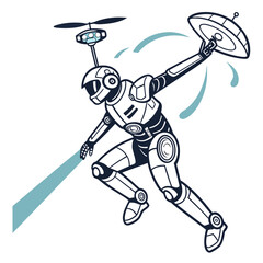robot with a skateboard