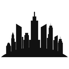 Obraz premium Urban skyline modern cityscape black vector on white background.
