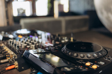 Close-Up of Professional DJ Equipment in a Modern Music Studio Setup