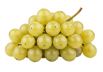 Fresh green grapes isolated on transparent background, healthy fruit for snack, dessert, or wine making, PNG