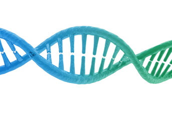 Gradient DNA molecule isolated, double helix structure in blue and green PNG, genetic code for...