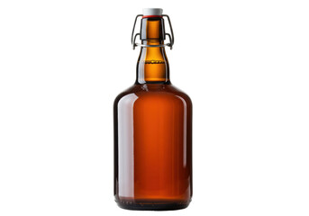 Amber glass beer bottle isolated, with swing top closure, for home brewing and beverage storage