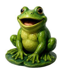 Obraz premium A cheerful frog pond statue, perfect for a garden water feature at home.