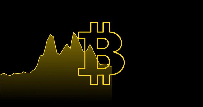 Bitcoin Cryptocurrency Market Price Growth Chart Animation. Gold Bull Market Chart. Business, Stocks, Bonds, Investments & Blockchain Technology Concepts. BTC Video Animation - 4K