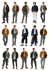 Obraz premium PNG Trendy men's fashion outfits collection, element set on transparent background