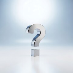 Silver Question Mark on White Background - Seeking Answers and Solutions.
