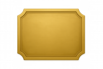 Gold plaque with ornate frame on transparent background. Empty luxurious sign or award for text and branding