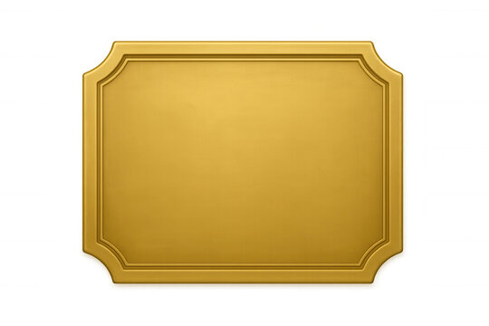 Gold plaque with ornate frame on transparent background. Empty luxurious sign or award for text and branding