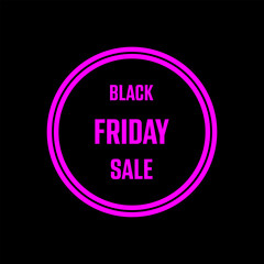 Black Friday Sale. Quadratische Vektorgrafik in Schwarz mit pinkfarbenem Hintergrund.