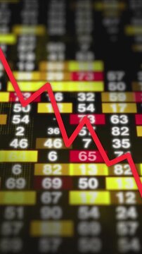 Financial Stock Market Money Exchange Technical Price Graph for Trading Buy & Sell. Business, Finance, Economic Growth. Investment Analysis. Stocks, Bonds, Shares & Crypto Currencies. Vertical Video