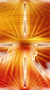 Symmetrical Futuristic Abstract Technology Kaleidoscope Reflects-Twists & Neon Data Stream Loop Animation. Vertical Video