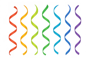 Colorful party streamers falling down with transparent background