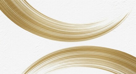 Abstract Gold Brush Strokes on White Background.