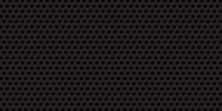 Grill mesh pattern with metal texture for speaker and micro hole background or seamless net by black grid and circle grate steel screen.